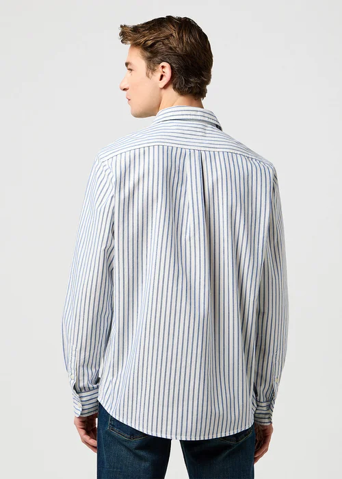 Wrangler One Pocket Shirt Blue Oxford Stripe
