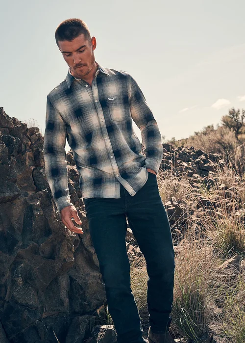 Wrangler One Pocket Shirt Dusty Blue Check