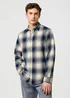 Wrangler One Pocket Shirt Dusty Blue Check
