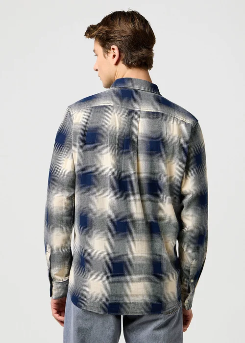 Wrangler One Pocket Shirt Dusty Blue Check