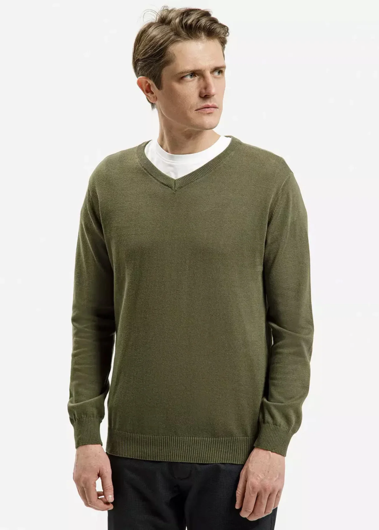 Zielony Sweter Cross Jeans W Serek