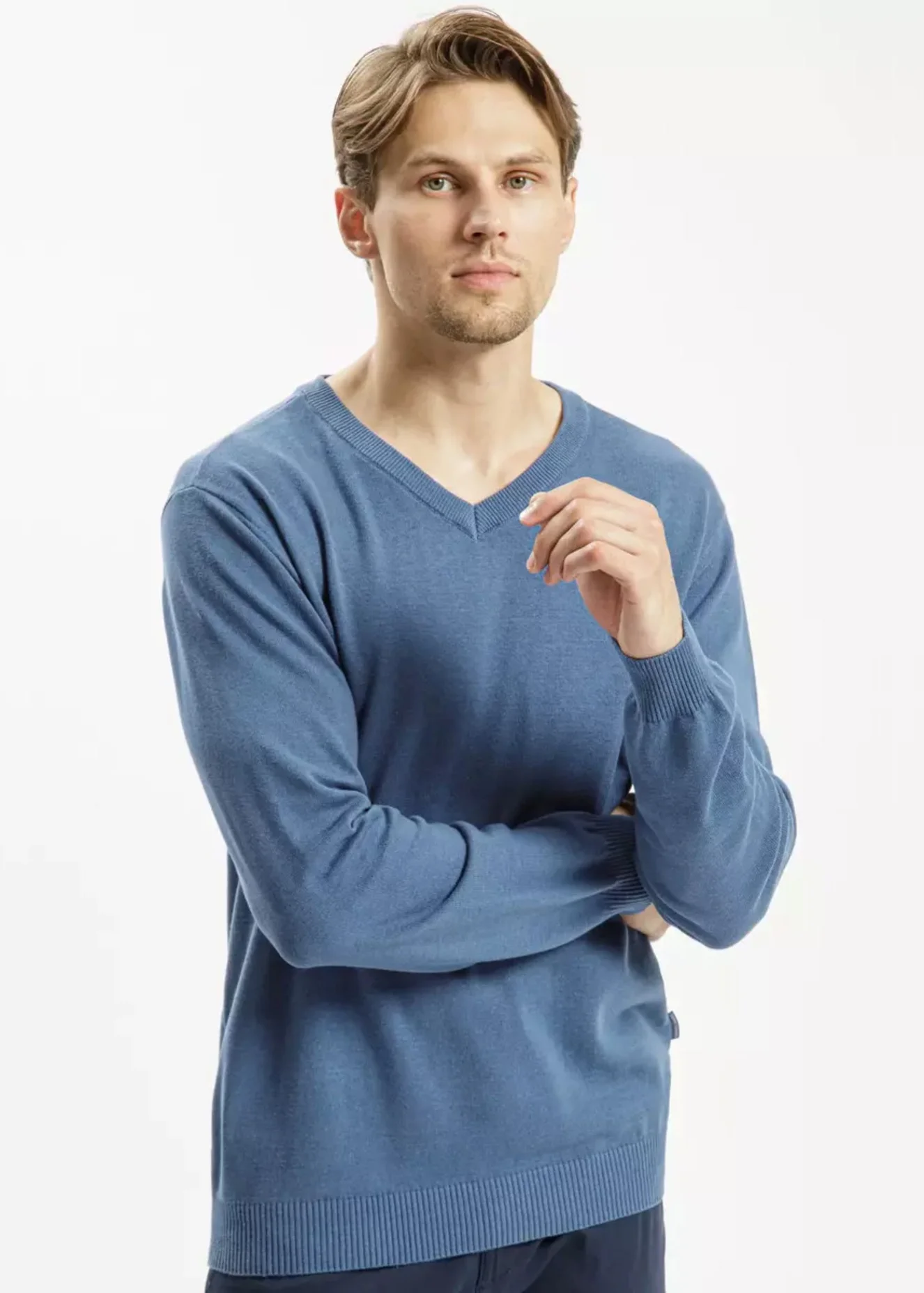 Mski Niebieski Sweter Cross Jeans