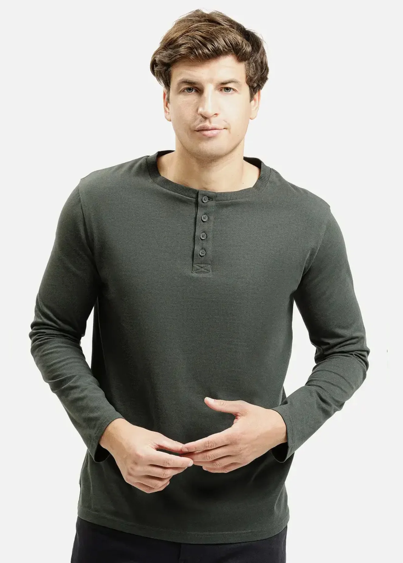 Cross Jeans Long Sleeve Tee Green 387