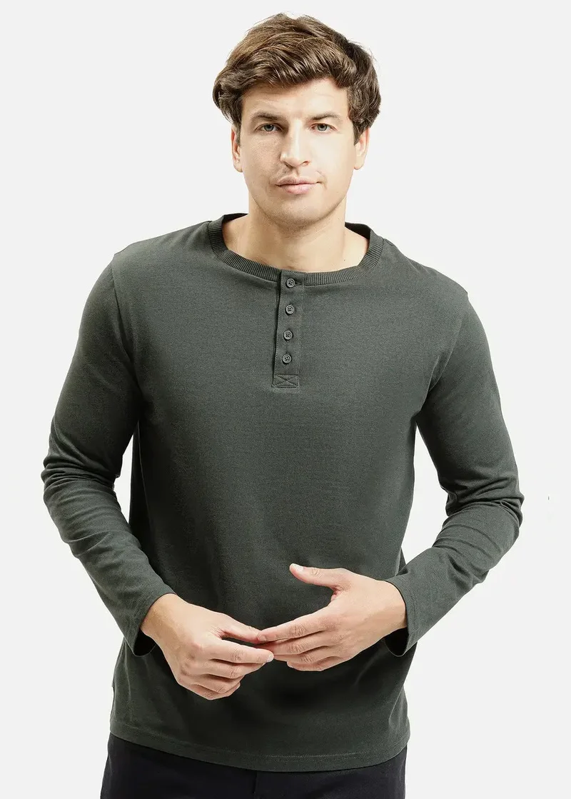 Cross Jeans Long Sleeve Tee Green 387