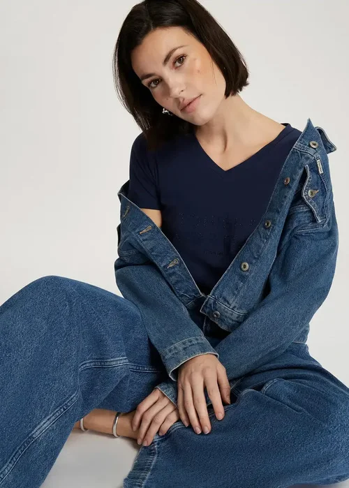 Damski T Shirt Cross Jeans V Neck