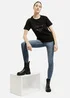 Czarny Damski T Shirt Cross Jeans Z Napisem