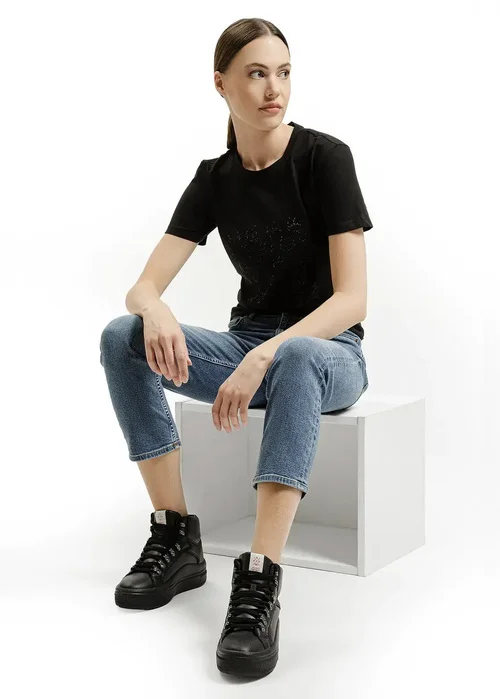 Czarny Damski T Shirt Cross Jeans