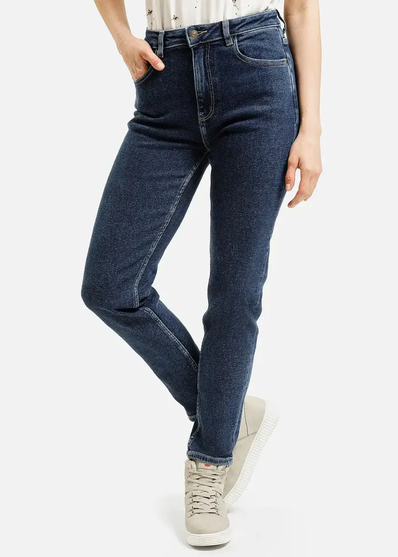 Spodnie Dinsowe Cross Jeans Mom Jeans W Kolorze Dark Blue