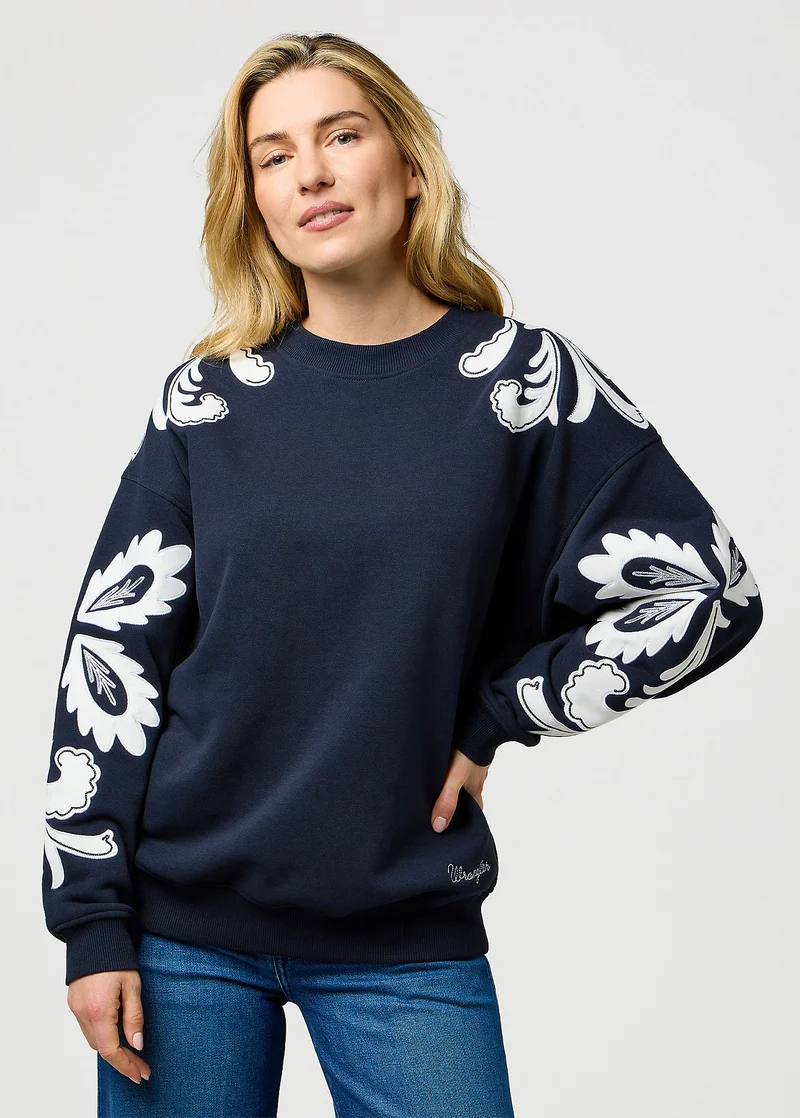 Wrangler Loose Applique Swearshirt Dark Navy