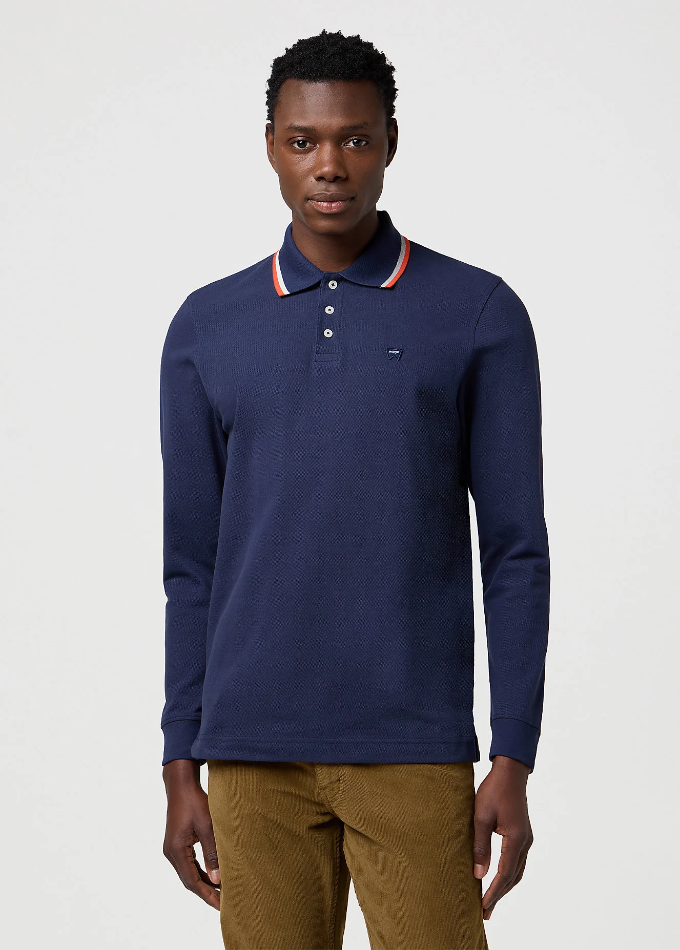 Wrangler Long Sleeve Polo Shirt Navy