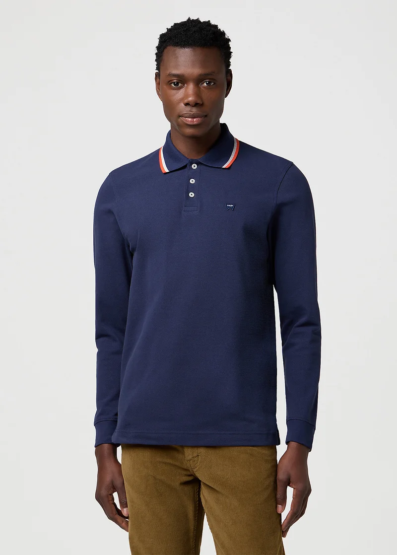 Wrangler Long Sleeve Polo Shirt Navy