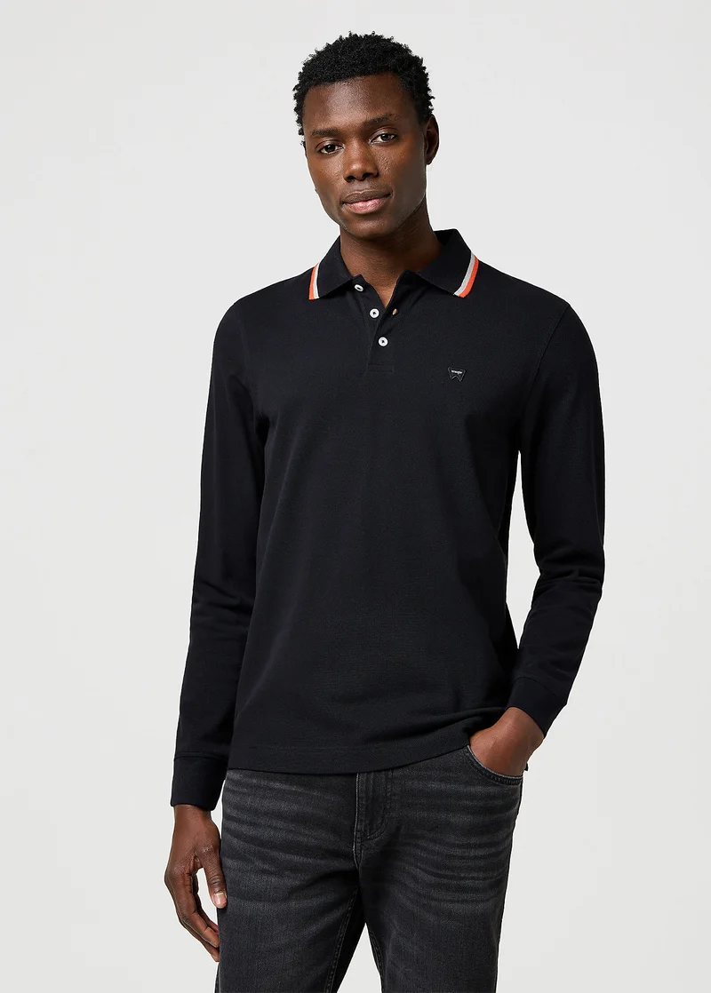 Wrangler Long Sleeve Polo Shirt Black