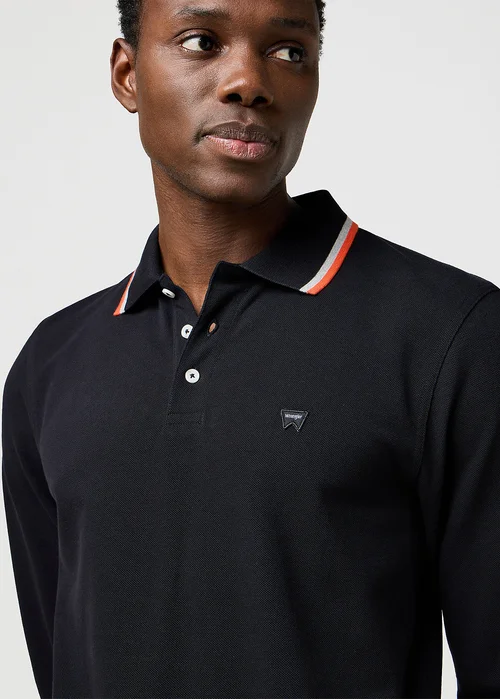 Wrangler Long Sleeve Polo Shirt Black