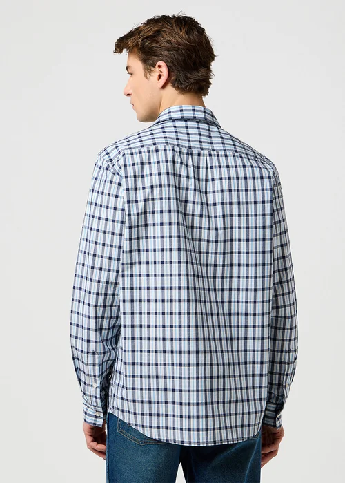 Wrangler One Pocket Shirt Cerulean Check