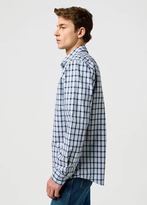Wrangler One Pocket Shirt Cerulean Check