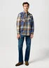 Wrangler Western Shirt Blue Brown Check