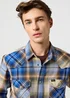 Wrangler Western Shirt Blue Brown Check