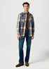 Wrangler Western Shirt Blue Brown Check