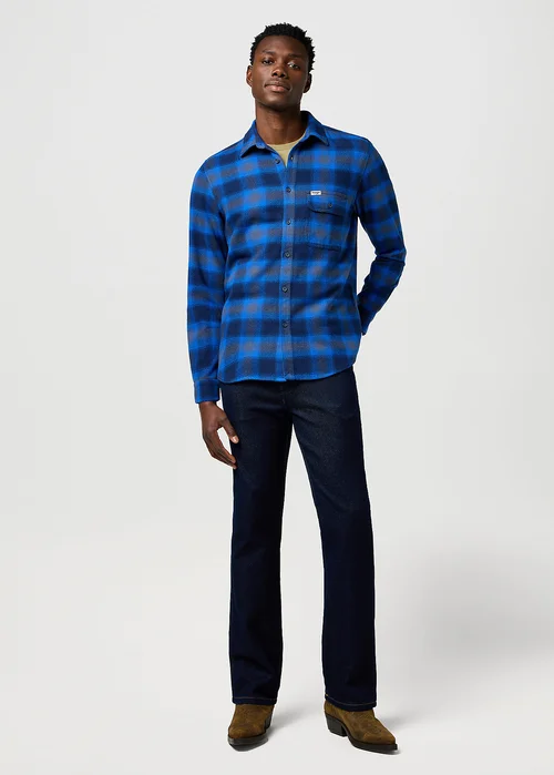 Wrangler Regular One Pocket Indigo Shirt Icy Indigo Check