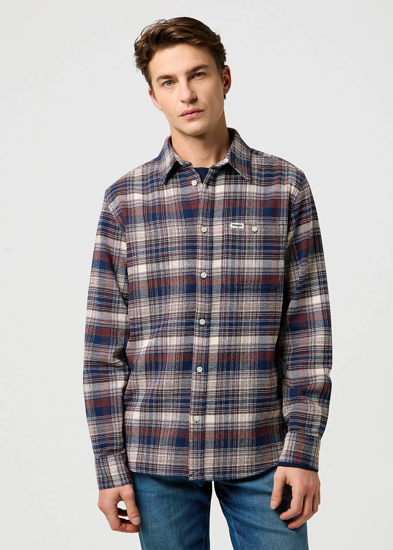 Wrangler Brushed One Pocket Shirt Navy Birch
