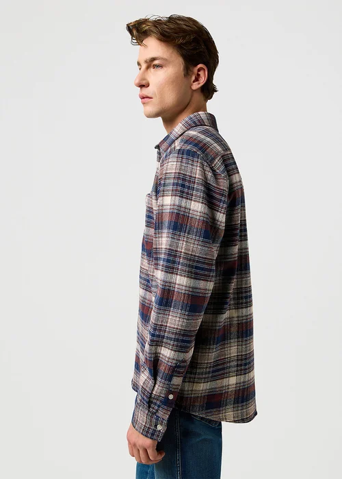 Wrangler Brushed One Pocket Shirt Navy Birch