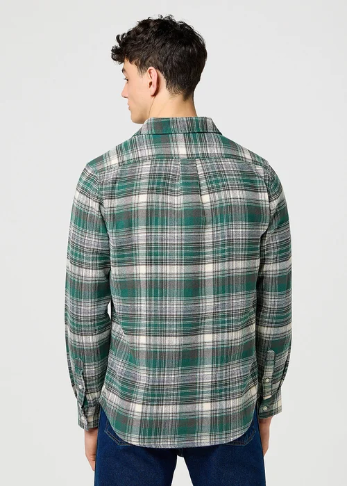 Wrangler Brushed One Pocket Shirt Green Birch Check