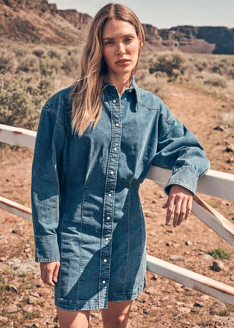 Wrangler Slim Darted Skirt Dress Saphire Trace