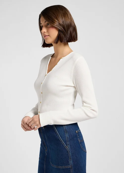 Lee Slim Washed Waffle Henley Ecru