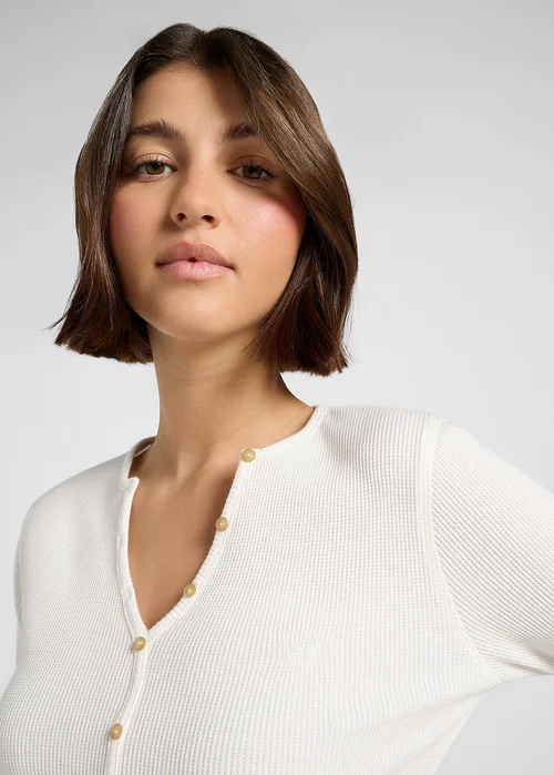 Lee Slim Washed Waffle Henley Ecru