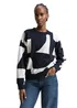 Tom Tailor Loose Fit Sweatshirt With Pattern Navy White Big Scale Print