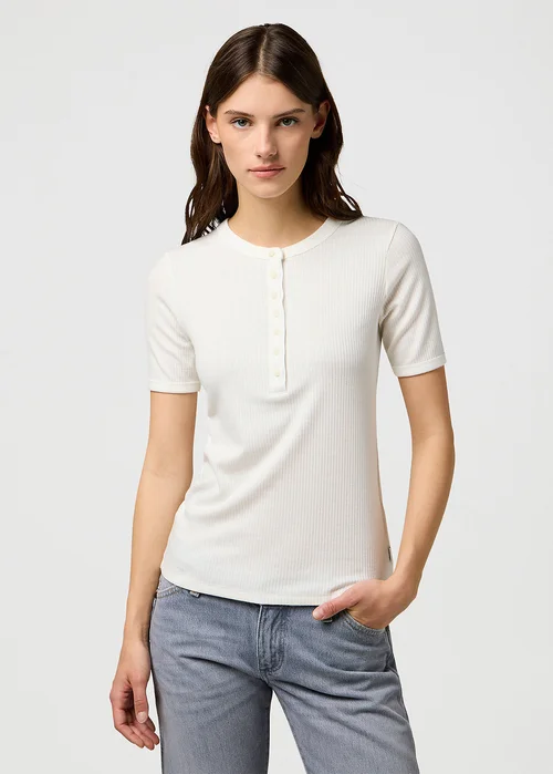 Wrangler Slim Femme Knit Henley Worn White
