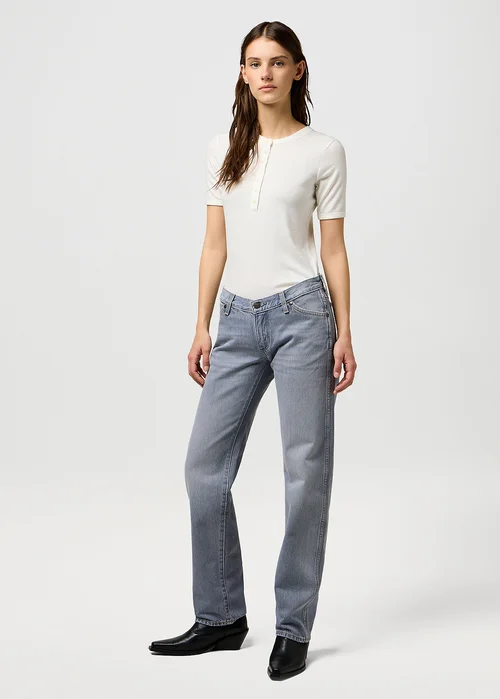 Wrangler Slim Femme Knit Henley Worn White