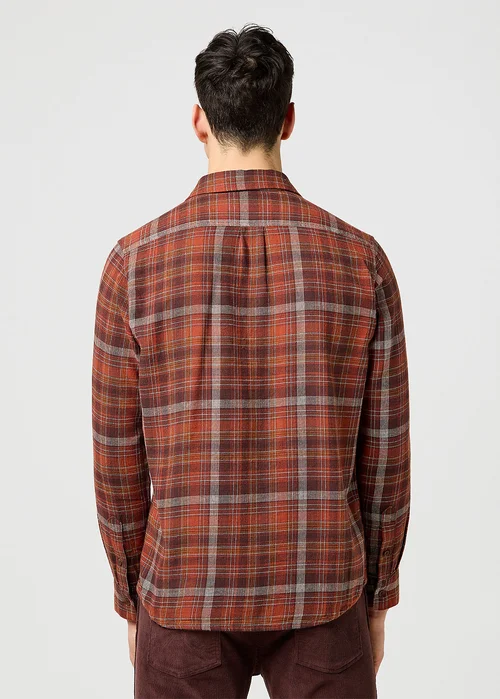 Wrangler One Pocket Flannel Shirt Fired Brick