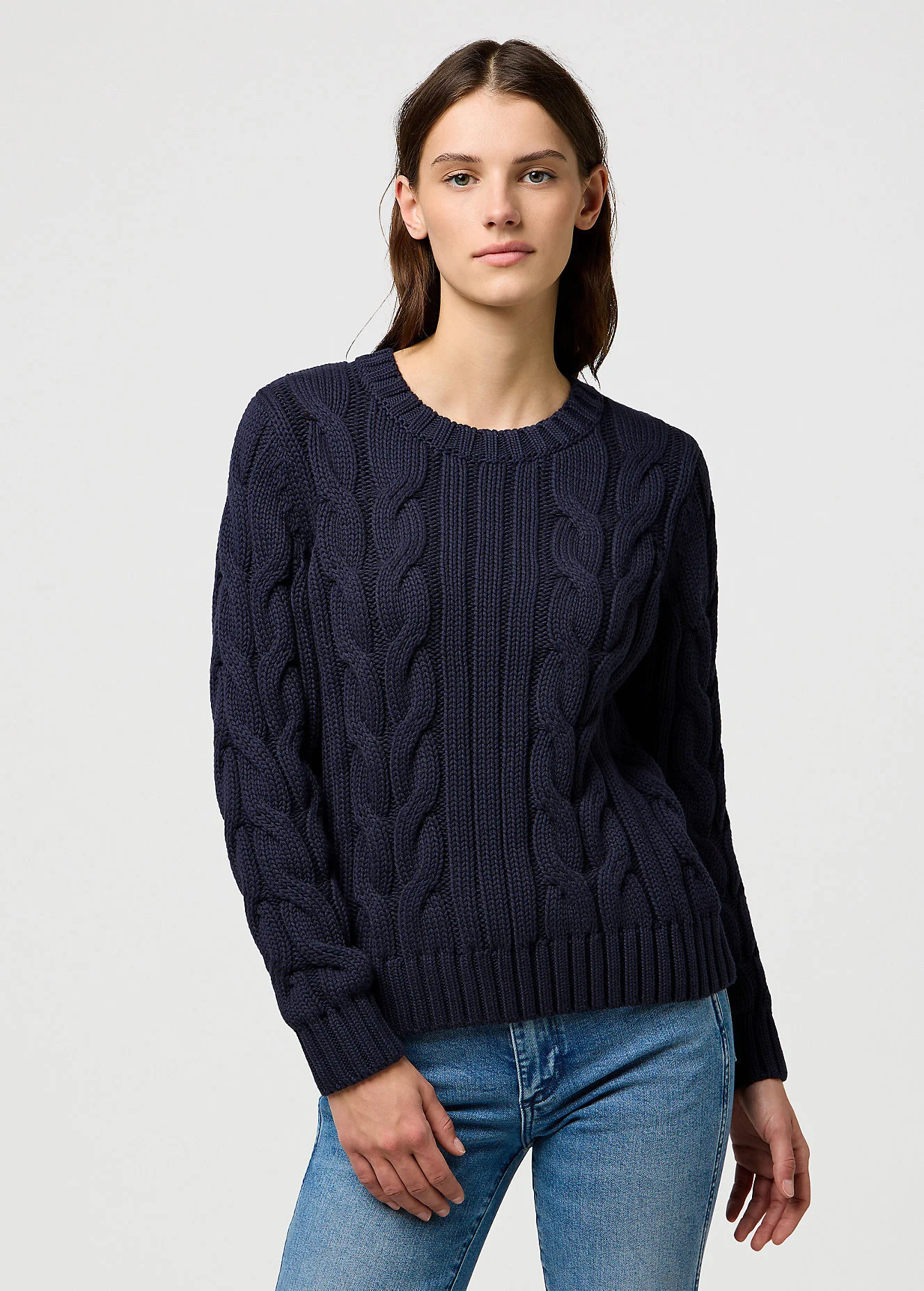 Wrangler Cable Knit Sweater Dark Navy
