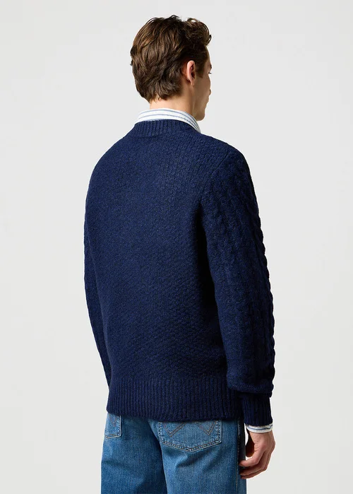 Wrangler Cable Knit Sweater Denim Heather