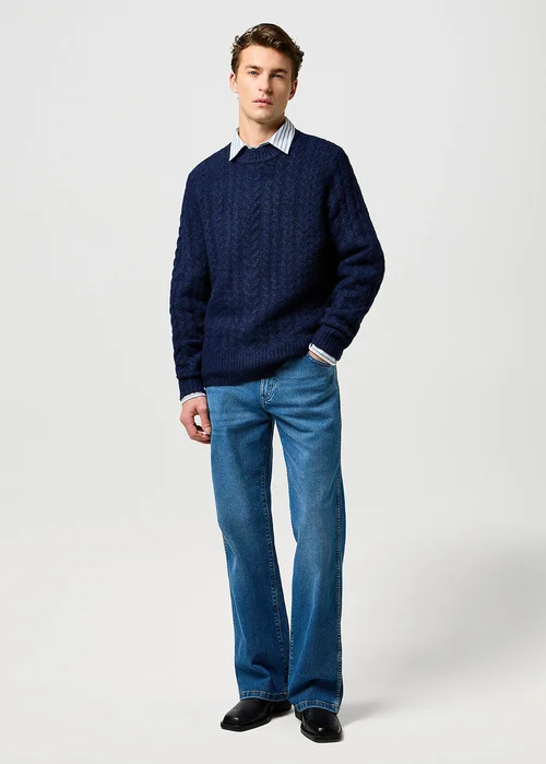Wrangler Cable Knit Sweater Denim Heather