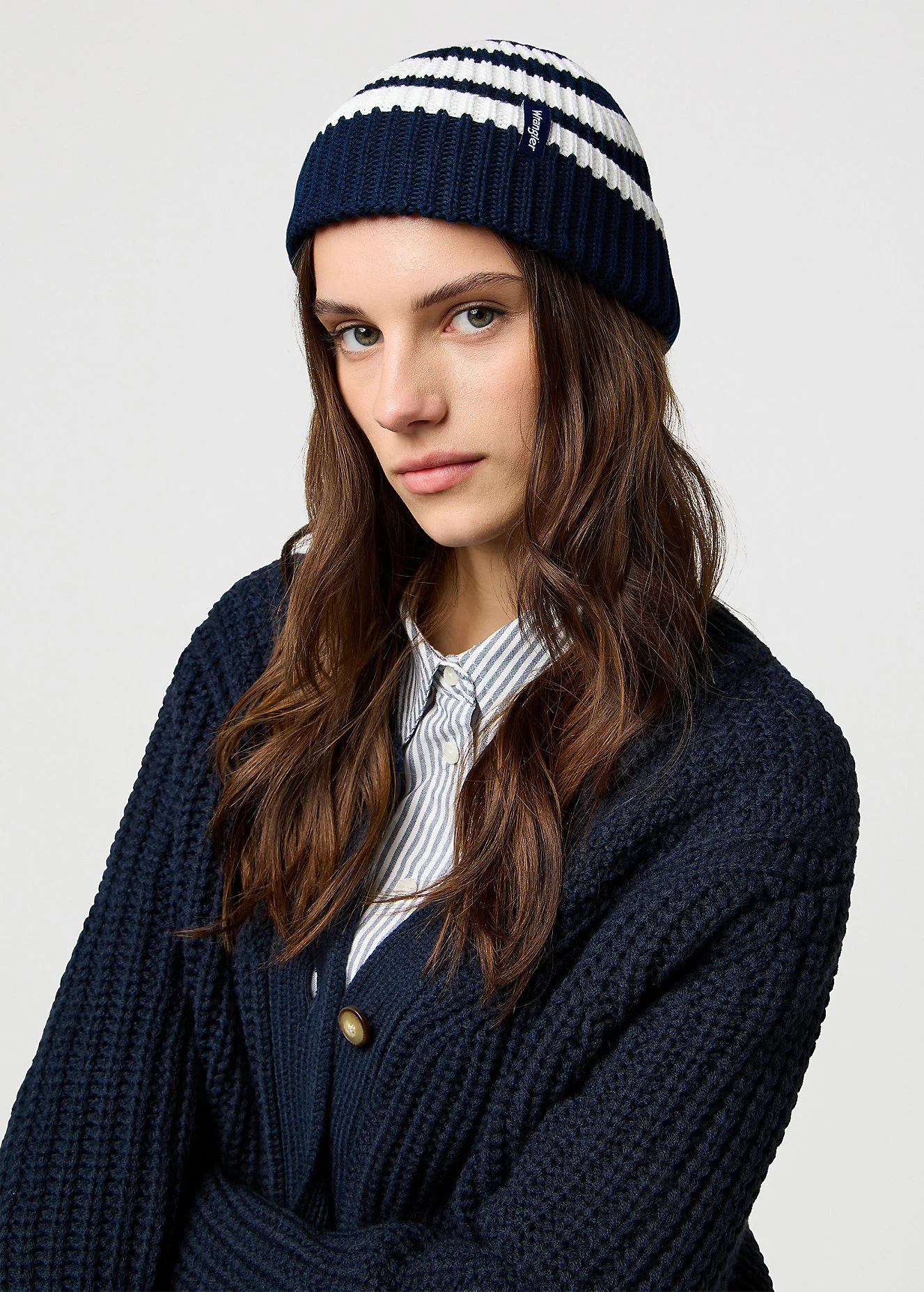 Wrangler Striped Beanie Dark Navy