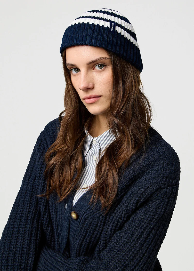 Wrangler Striped Beanie Dark Navy