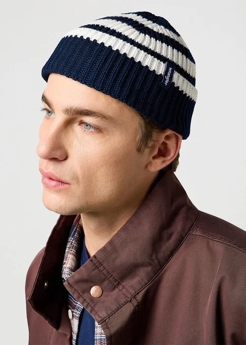 Wrangler Striped Beanie Dark Navy