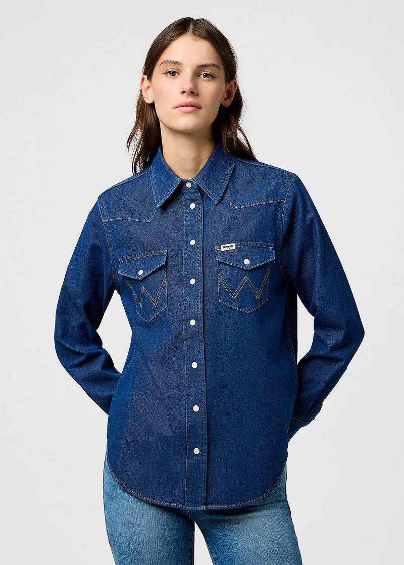Wrangler Regular Western Shirt Dark Wash