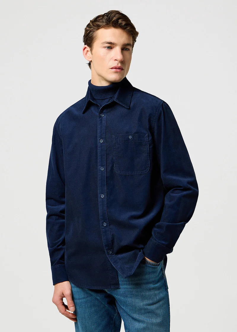 Wrangler 1 Pocket Courdoy Shirt Navy