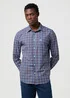 Wrangler One Pocket Poplin Shirt Dark Blue Check
