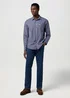 Wrangler One Pocket Poplin Shirt Dark Blue Check