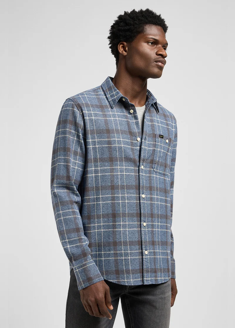 Lee Leesure Shirt Indigo Static Plaid Check