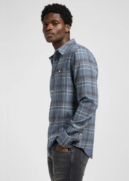 Lee Leesure Shirt Indigo Static Plaid Check