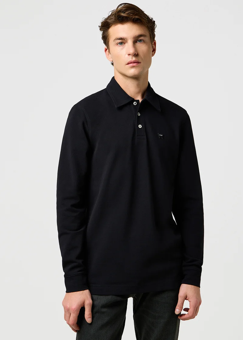Wrangler Long Sleeve Polo Shirt Black