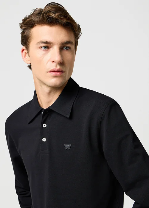 Wrangler Long Sleeve Polo Shirt Black