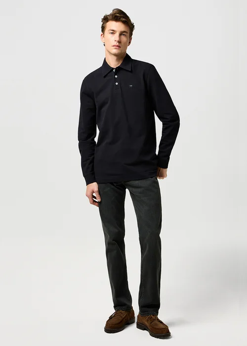 Wrangler Long Sleeve Polo Shirt Black