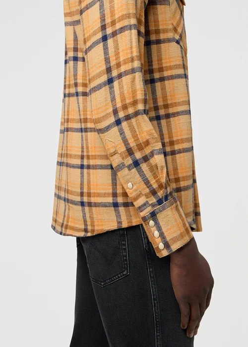 Wrangler Western Shirt Brown Blue Check