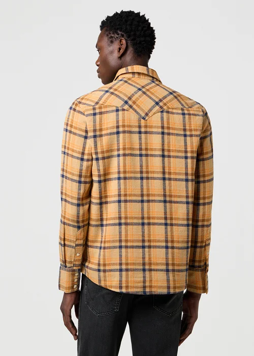 Wrangler Western Shirt Brown Blue Check